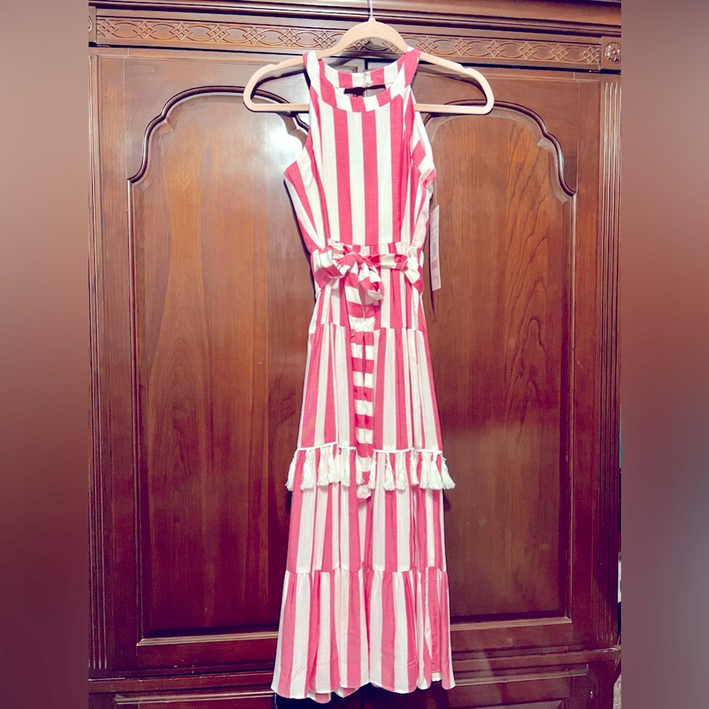 🐣EASTER DRESS Rare Editions pre-teen Pink & white sprites boho dress. Size 12. 🐣